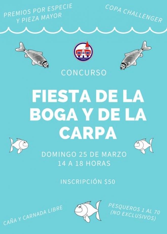 El domingo 25 de marzo se realizará una nueva edición de la &quot;Fiesta de la boga y de la carpa&quot; Copa Challenger